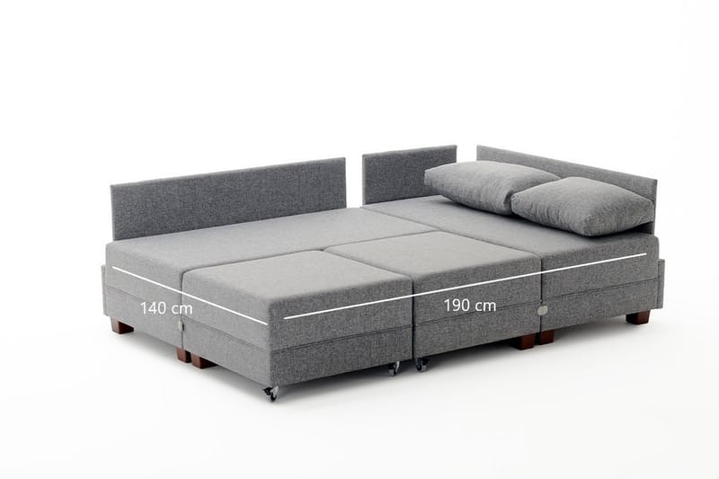 Sovesofa m. Divan Bulgaria 4-seters 140x190 - Antrasitt - Sovesofa divan