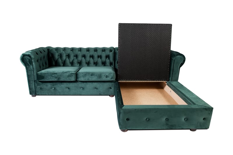 Sovesofa m. Divan Chesterfield Kristina - Mørkegrønn - Sovesofa divan