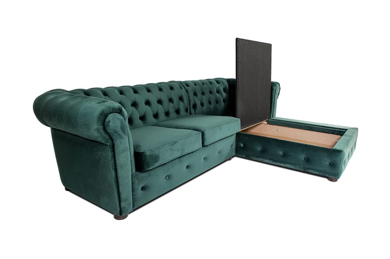 Sovesofa m. Divan Chesterfield Kristina - Mørkegrønn - Sovesofa divan