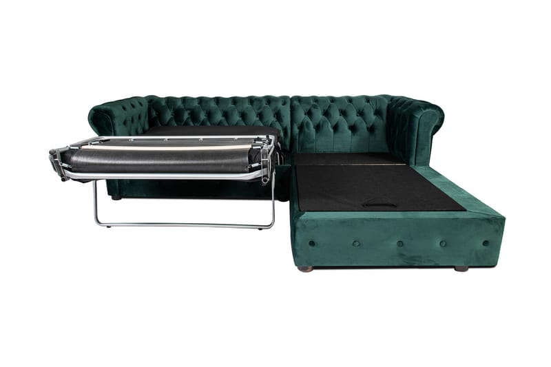 Sovesofa m. Divan Chesterfield Kristina - Mørkegrønn - Sovesofa divan