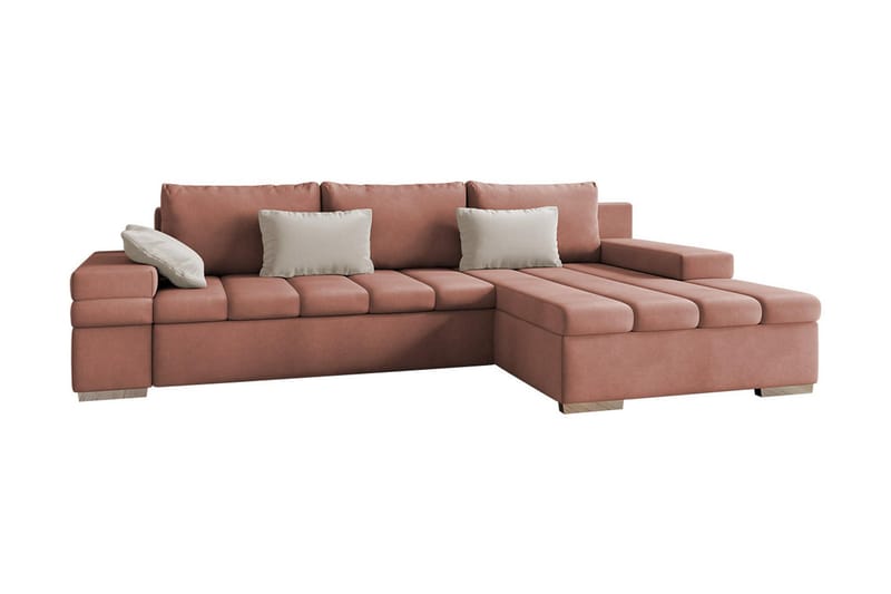 Sovesofa m. Divan Consuelo 3-seters L-formet - Rosa - Sovesofa divan