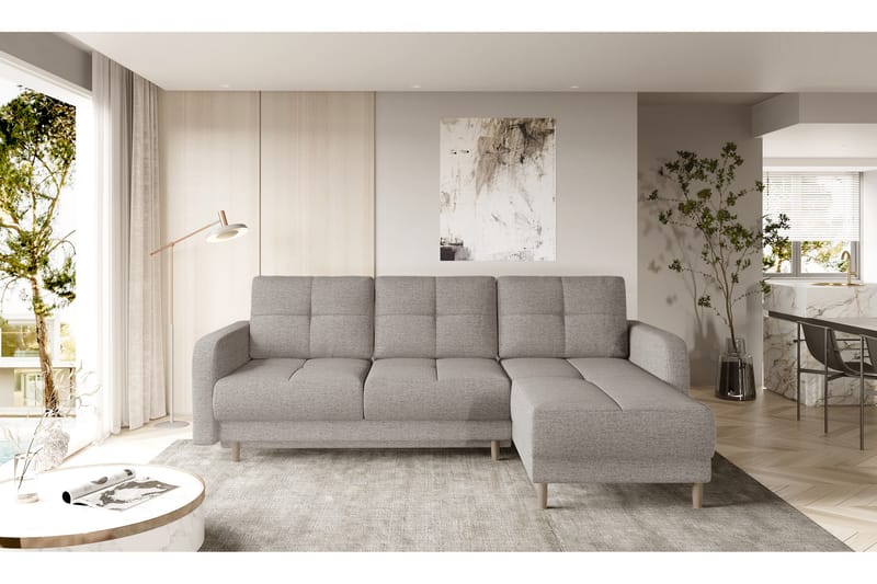 Sovesofa m. Divan Hatwall med Oppbevaring 3-seter - Beige - Sovesofa divan