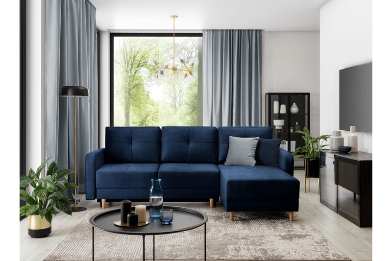 Sovesofa m. Divan Hatwall med Oppbevaring 3-seter - Mørkeblå - Møbler - Sofaer - Sovesofaer - Sovesofa divan