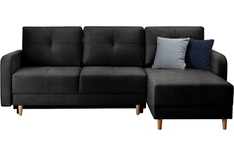 Sovesofa m. Divan Hatwall med Oppbevaring 3-seter - Svart - Sovesofa divan