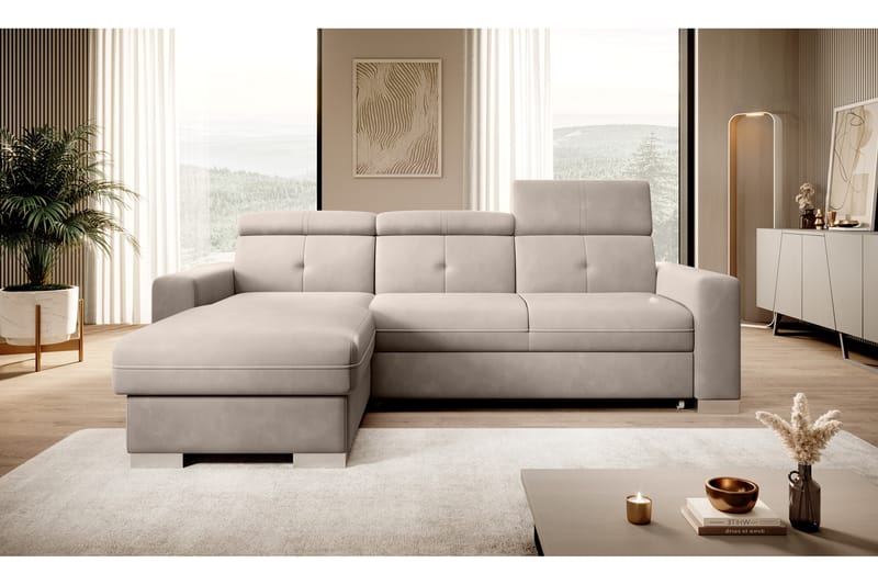 Sovesofa m. Divan Hazara med Oppbevaring 3-seter - Beige - Sovesofa divan