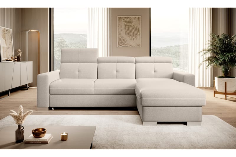 Sovesofa m. Divan Hazara med Oppbevaring 3-seter - Beige - Sovesofa divan