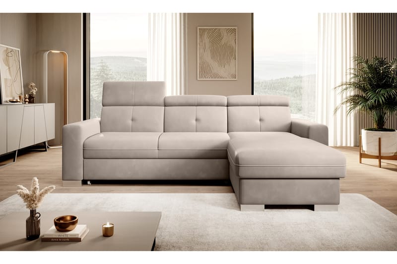 Sovesofa m. Divan Hazara med Oppbevaring 3-seter - Beige - Sovesofa divan