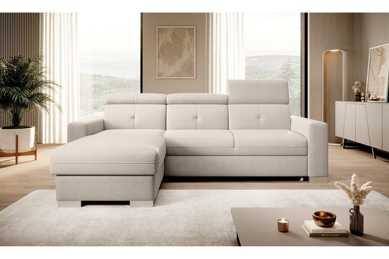 Sovesofa m. Divan Hazara med Oppbevaring 3-seter - Beige - Sovesofa divan