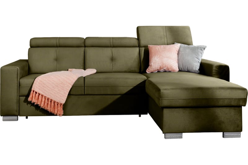 Sovesofa m. Divan Hazara med Oppbevaring 3-seter - Grønn - Møbler - Sofaer - Sovesofaer - Sovesofa divan