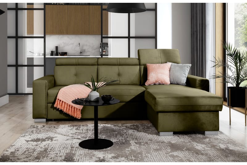 Sovesofa m. Divan Hazara med Oppbevaring 3-seter - Grønn - Møbler - Sofaer - Sovesofaer - Sovesofa divan