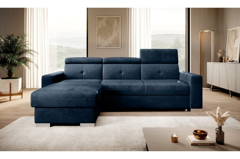 Sovesofa m. Divan Hazara med Oppbevaring 3-seter - Mørkeblå - Møbler - Sofaer - Sovesofaer - Sovesofa divan