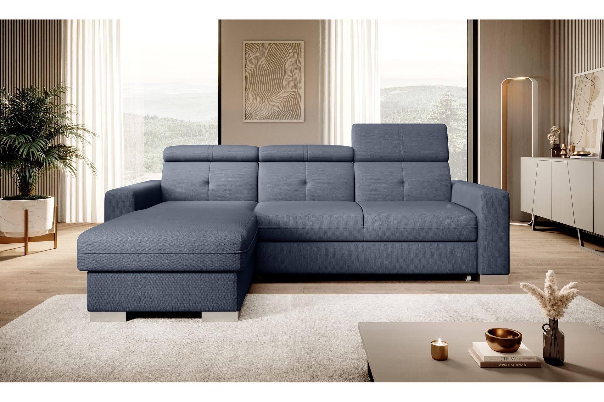 Sovesofa m. Divan Hazara med Oppbevaring 3-seter - Mørkeblå - Møbler - Sofaer - Sovesofaer - Sovesofa divan