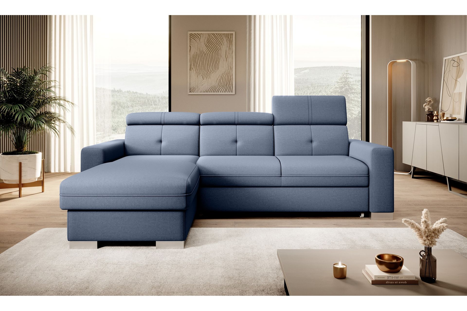 Sovesofa m. Divan Hazara med Oppbevaring 3-seter - Mørkeblå - Møbler - Sofaer - Sovesofaer - Sovesofa divan