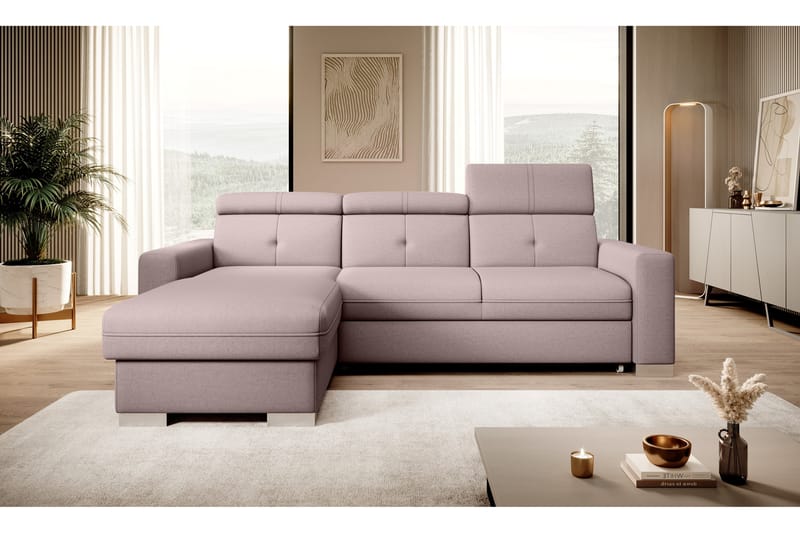 Sovesofa m. Divan Hazara med Oppbevaring 3-seter - Rosa - Sovesofa divan