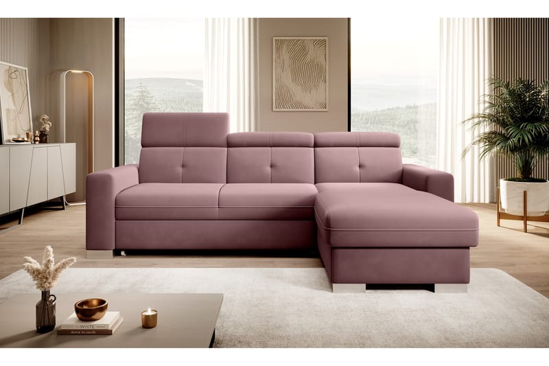 Sovesofa m. Divan Hazara med Oppbevaring 3-seter - Rosa - Sovesofa divan