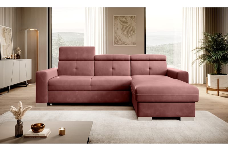 Sovesofa m. Divan Hazara med Oppbevaring 3-seter - Rosa - Sovesofa divan