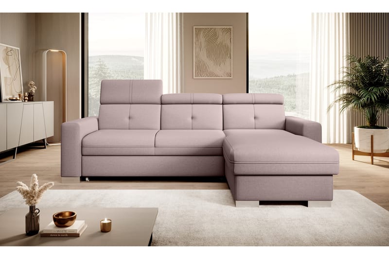 Sovesofa m. Divan Hazara med Oppbevaring 3-seter - Rosa - Sovesofa divan