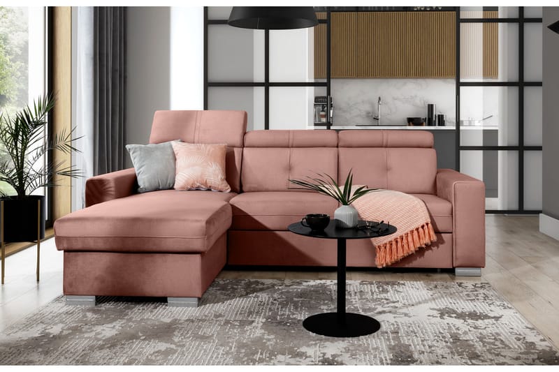 Sovesofa m. Divan Hazara med Oppbevaring 3-seter - Rosa - Sovesofa divan