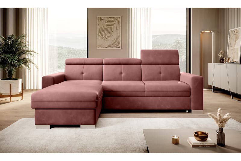 Sovesofa m. Divan Hazara med Oppbevaring 3-seter - Rosa - Sovesofa divan