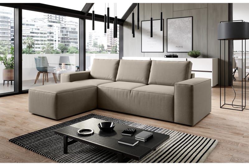 Sovesofa m. Divan Kandari med Oppbevaring - Beige - Sovesofa divan