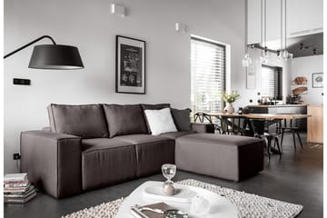 Sovesofa m. Divan Kandari med Oppbevaring - Grå - Møbler - Sofaer - Sovesofaer - Sovesofa divan