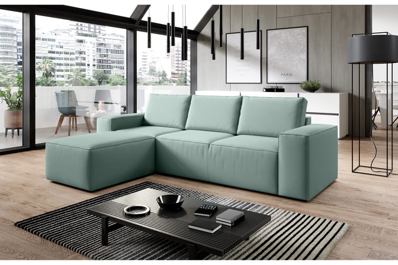 Sovesofa m. Divan Kandari med Oppbevaring - Turkis - Møbler - Sofaer - Sovesofaer - Sovesofa divan