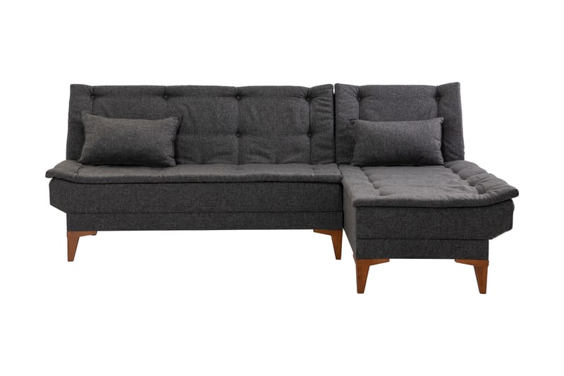 Sovesofa m. Divan Longburn 4-seters 107x205 - Antrasitt - Sovesofa divan