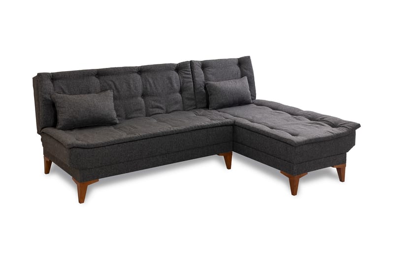 Sovesofa m. Divan Longburn 4-seters 107x205 - Antrasitt - Sovesofa divan