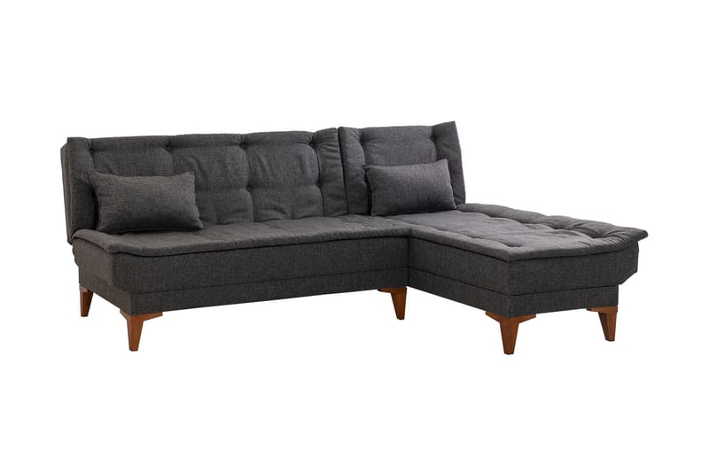 Sovesofa m. Divan Longburn 4-seters 107x205 - Antrasitt - Sovesofa divan