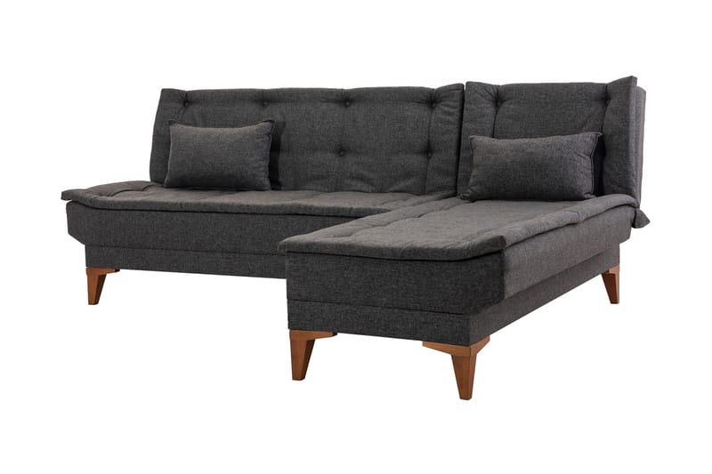 Sovesofa m. Divan Longburn 4-seters 107x205 - Antrasitt - Sovesofa divan