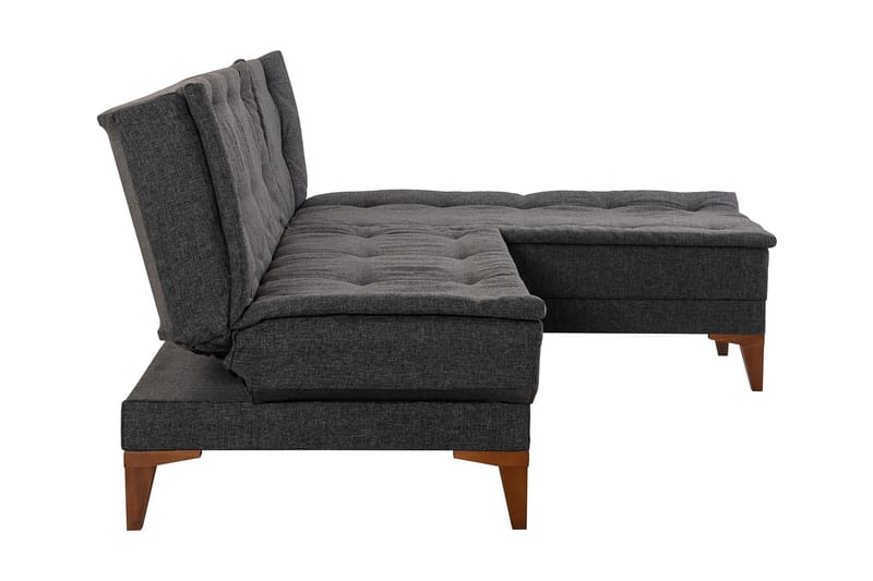 Sovesofa m. Divan Longburn 4-seters 107x205 - Antrasitt - Sovesofa divan