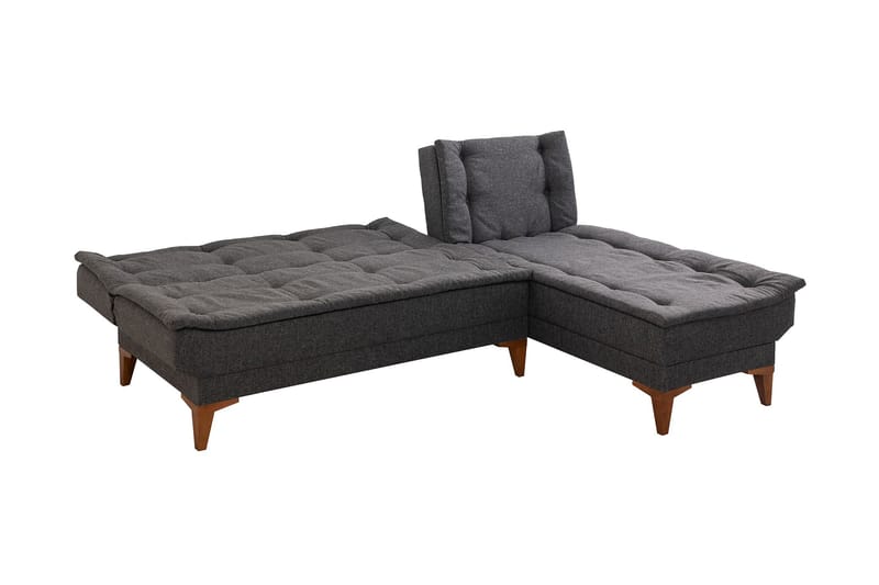 Sovesofa m. Divan Longburn 4-seters 107x205 - Antrasitt - Sovesofa divan