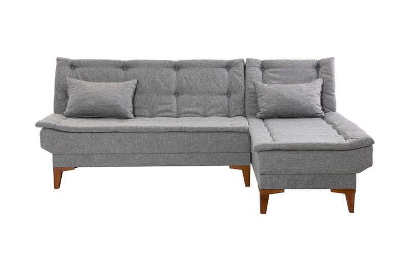 Sovesofa m. Divan Longburn 4-seters 107x205 - Grå - Sovesofa divan