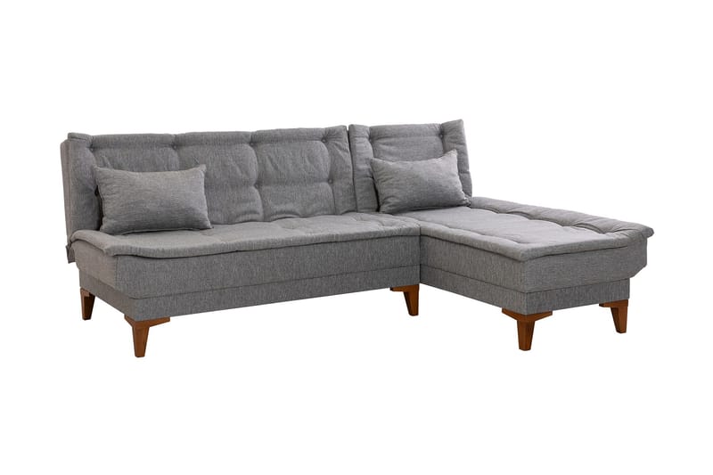 Sovesofa m. Divan Longburn 4-seters 107x205 - Grå - Sovesofa divan