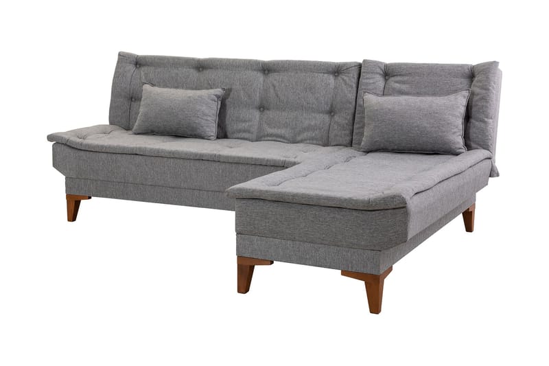 Sovesofa m. Divan Longburn 4-seters 107x205 - Grå - Sovesofa divan