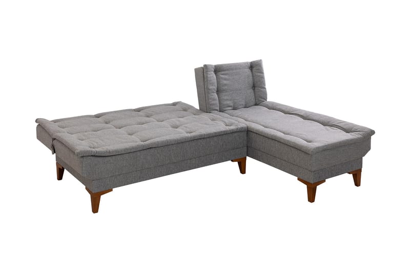 Sovesofa m. Divan Longburn 4-seters 107x205 - Grå - Sovesofa divan