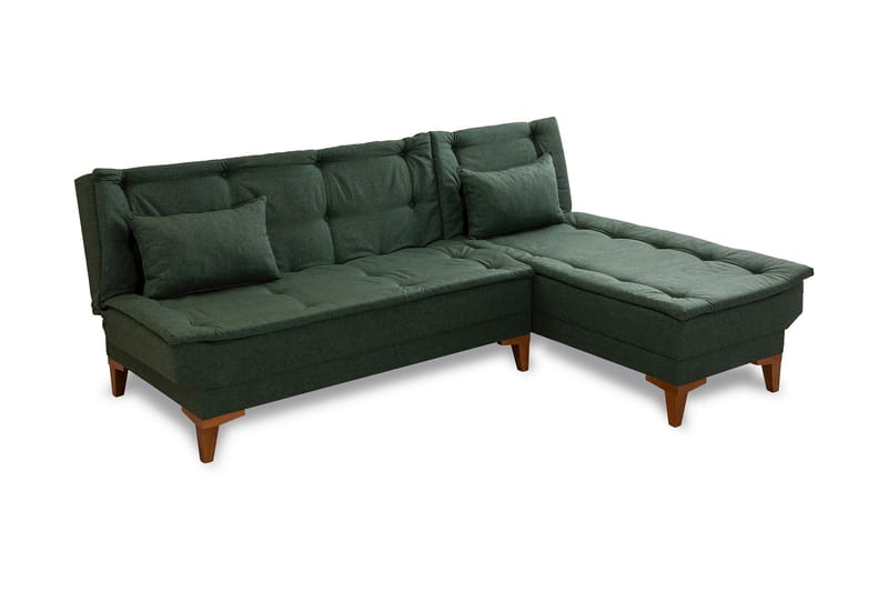 Sovesofa m. Divan Longburn 4-seters 107x205 - Grønn - Sovesofa divan