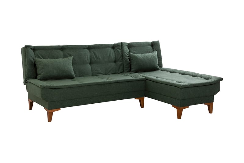 Sovesofa m. Divan Longburn 4-seters 107x205 - Grønn - Sovesofa divan