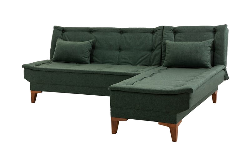 Sovesofa m. Divan Longburn 4-seters 107x205 - Grønn - Sovesofa divan