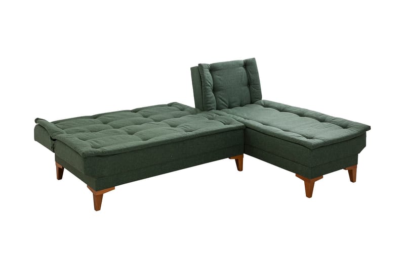 Sovesofa m. Divan Longburn 4-seters 107x205 - Grønn - Sovesofa divan