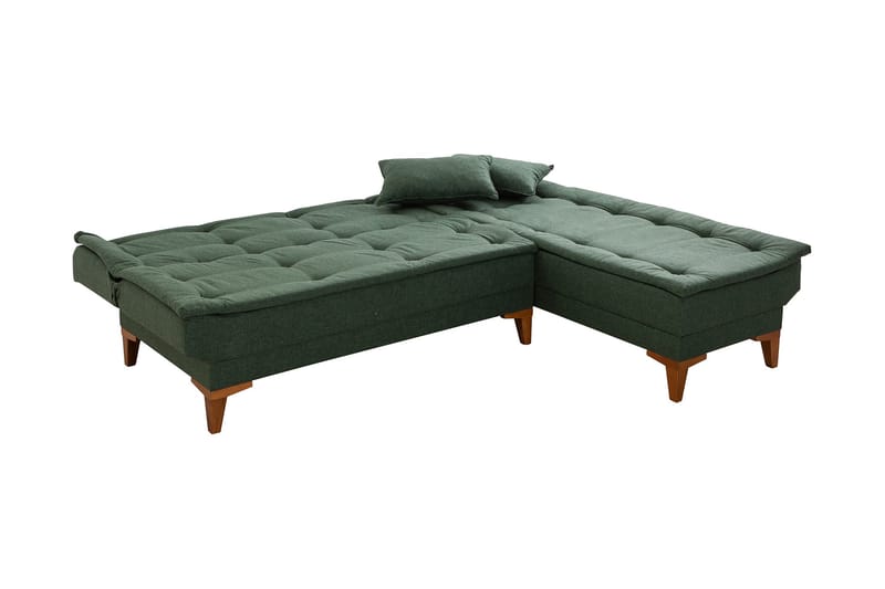 Sovesofa m. Divan Longburn 4-seters 107x205 - Grønn - Sovesofa divan