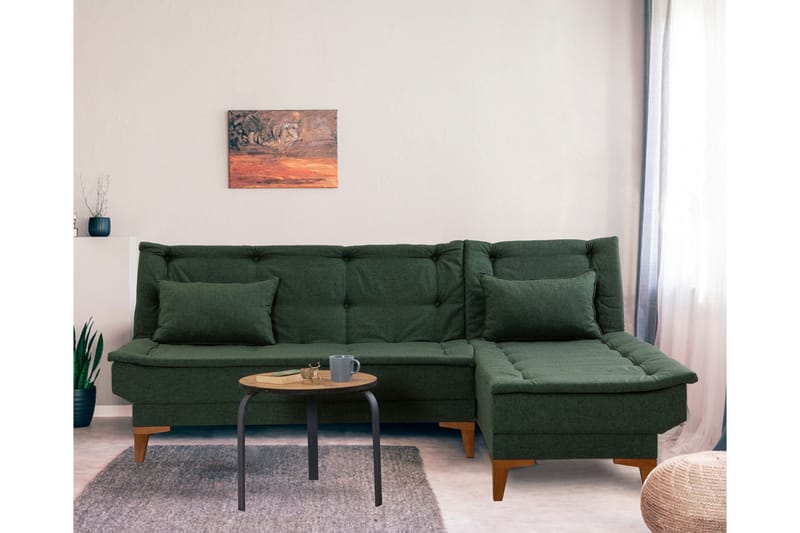 Sovesofa m. Divan Longburn 4-seters 107x205 - Grønn - Sovesofa divan