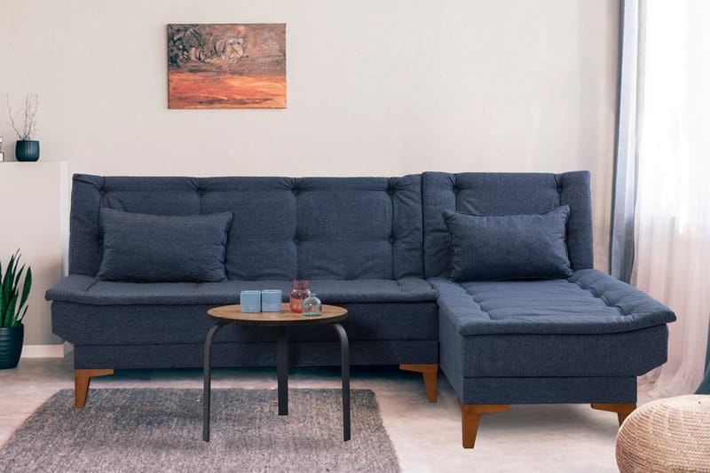 Sovesofa m. Divan Longburn 4-seters 107x205 - Mørkeblå - Sovesofa divan