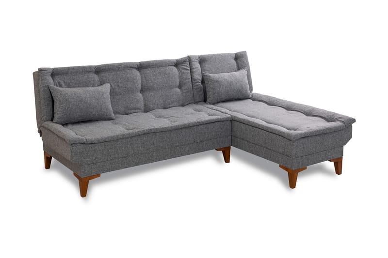 Sovesofa m. Divan Longburn 4-seters 107x205 - Mørkegrå - Sovesofa divan