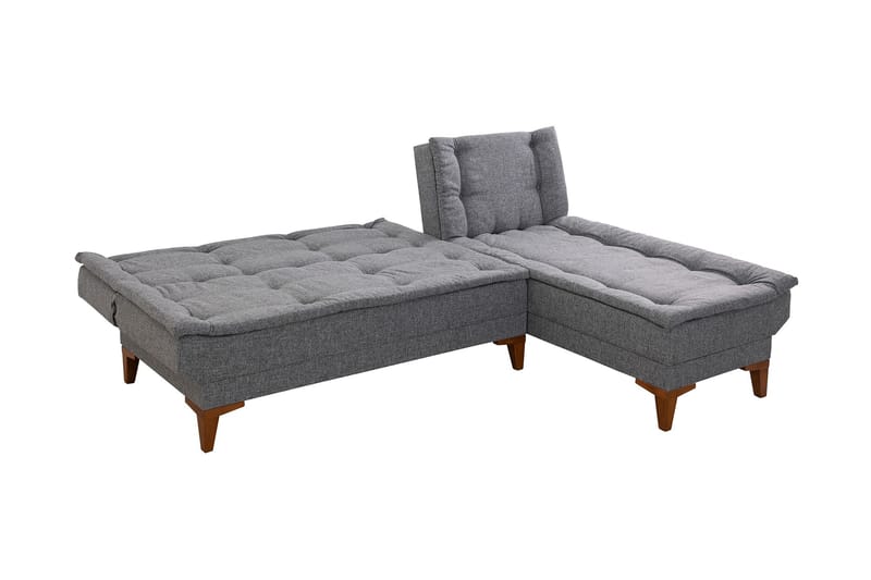 Sovesofa m. Divan Longburn 4-seters 107x205 - Mørkegrå - Sovesofa divan