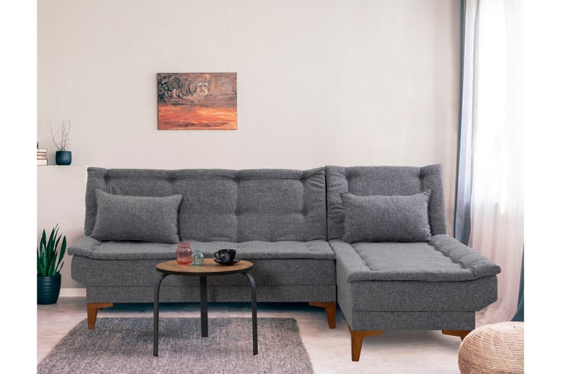 Sovesofa m. Divan Longburn 4-seters 107x205 - Mørkegrå - Sovesofa divan