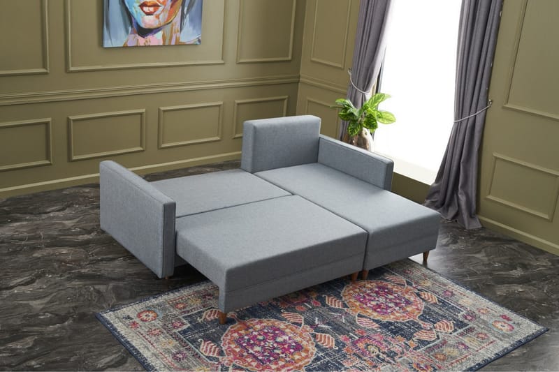 Sovesofa m. Divan Makinat 4-seters 192x135 - Blå - Sovesofa divan