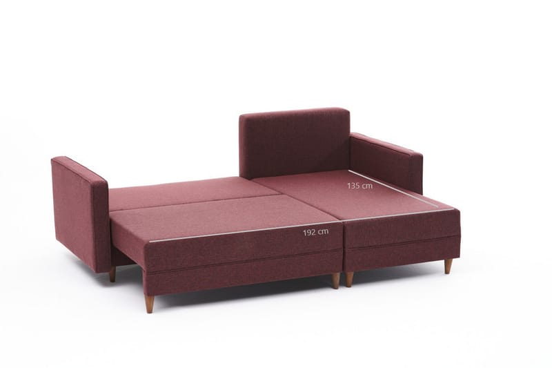 Sovesofa m. Divan Makinat 4-seters 192x135 - Rød - Sovesofa divan