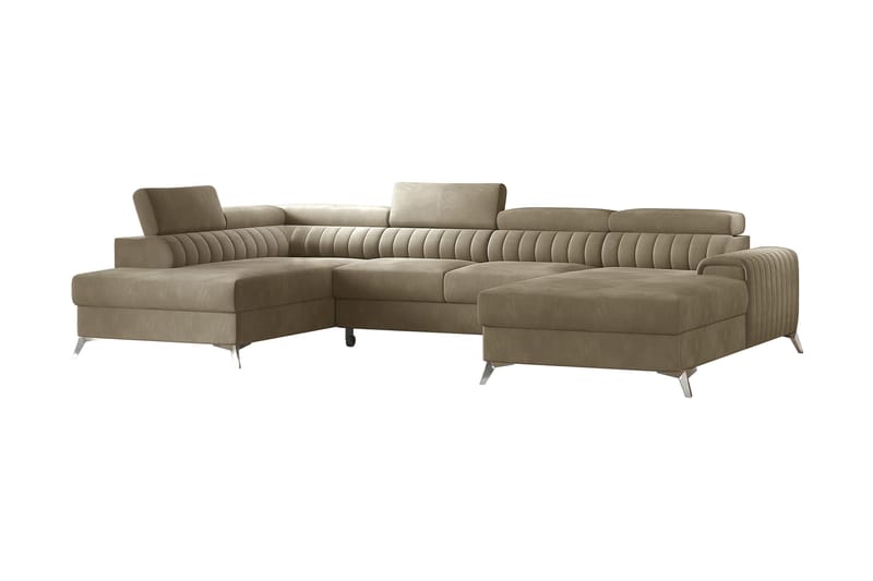 Sovesofa m. Divan og Sjeselong Kamiko med Oppbevaring - Beige - Sovesofa divan