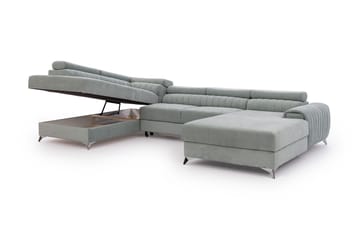 Sovesofa m. Divan og Sjeselong Kamiko med Oppbevaring - Grønn - Møbler - Sofaer - Sovesofaer - Sovesofa divan